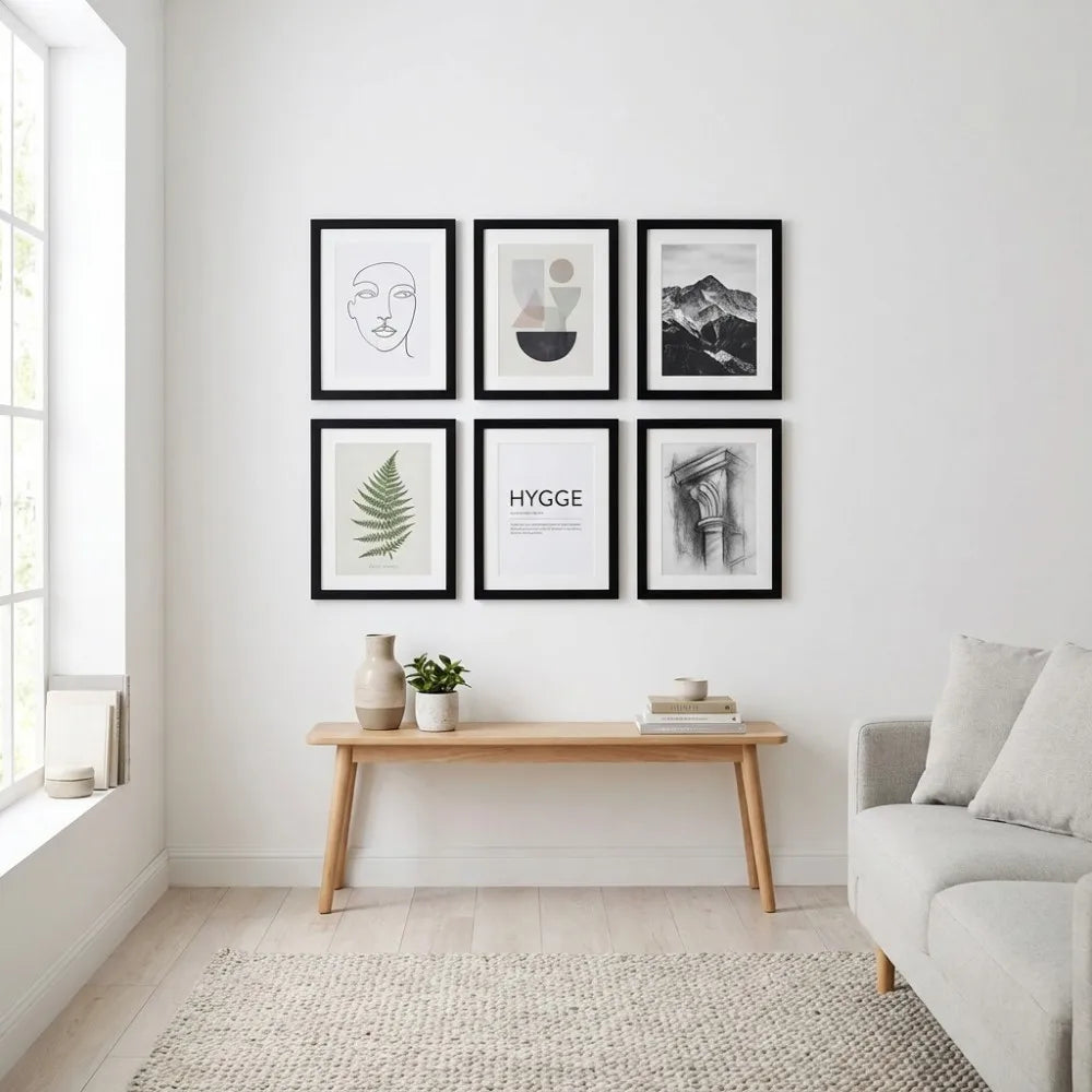 Matte Black Gallery Picture Frame Set, White Mat and Shatter-Resistant Acrylic, Multiple Sizes for Photos, Art and Certificates - product view 6