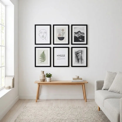 Matte Black Gallery Picture Frame Set, White Mat and Shatter-Resistant Acrylic, Multiple Sizes for Photos, Art and Certificates - product view 6