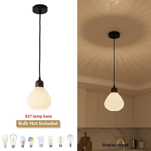 Glass Stone Pendant Light, E27 Base, AC Powered, 90–260 V, 1-Light, Round or Long Designs for Kitchen and Dining Areas - product view 1