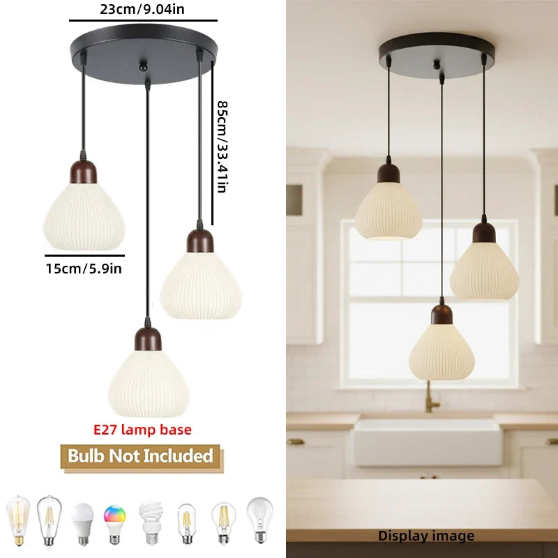 Glass Stone Pendant Light, E27 Base, AC Powered, 90–260 V, 1-Light, Round or Long Designs for Kitchen and Dining Areas - product view 2