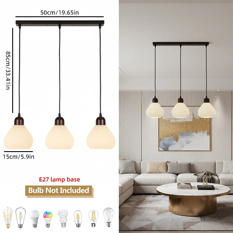 Glass Stone Pendant Light, E27 Base, AC Powered, 90–260 V, 1-Light, Round or Long Designs for Kitchen and Dining Areas - product view 3