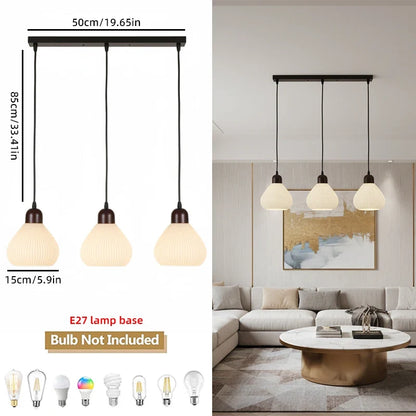 Glass Stone Pendant Light, E27 Base, AC Powered, 90–260 V, 1-Light, Round or Long Designs for Kitchen and Dining Areas - product view 3