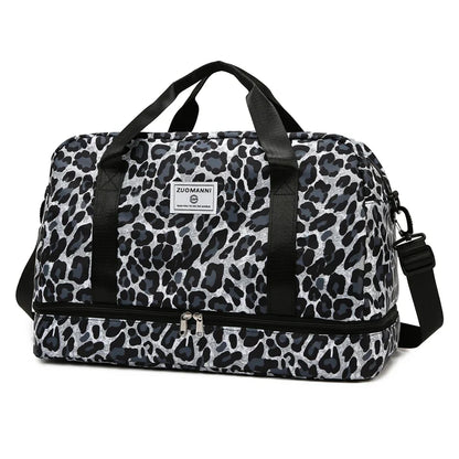Leopard Print Duffel Bag, Large-Capacity Travel and Gym Bag with Independent Shoe Compartment, Soft Fashion Style - product view 2