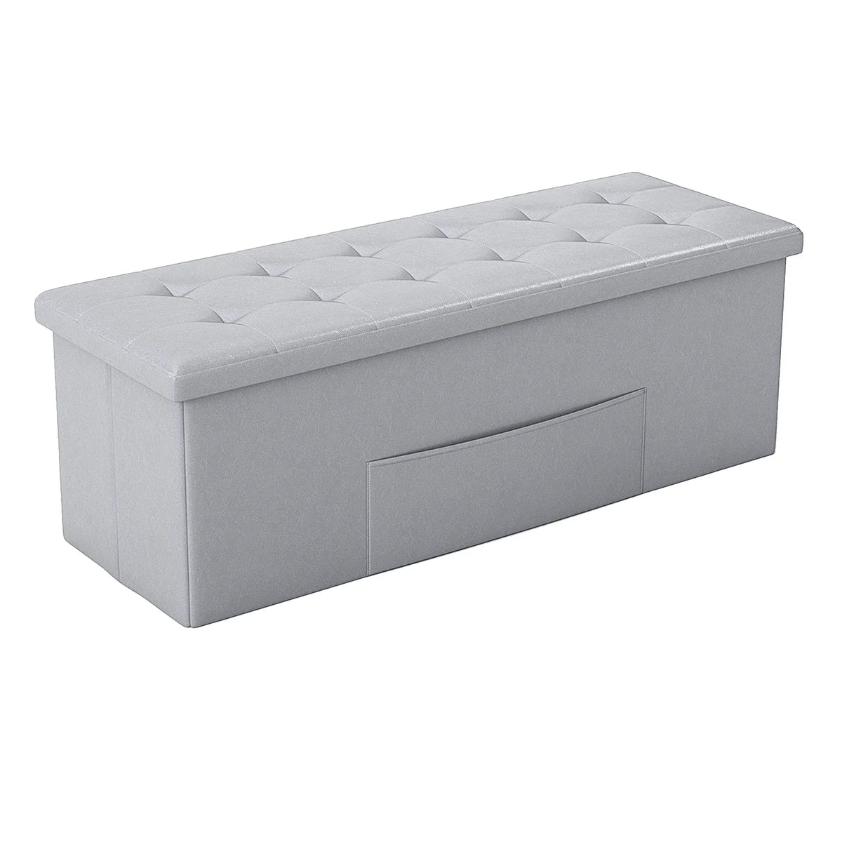 Folding Storage Ottoman Bench, 38-Gallon Organizer with Side Pocket and Removable Divider, 43-Inch PU Leather Seat for Bedroom or Entryway - product view 1