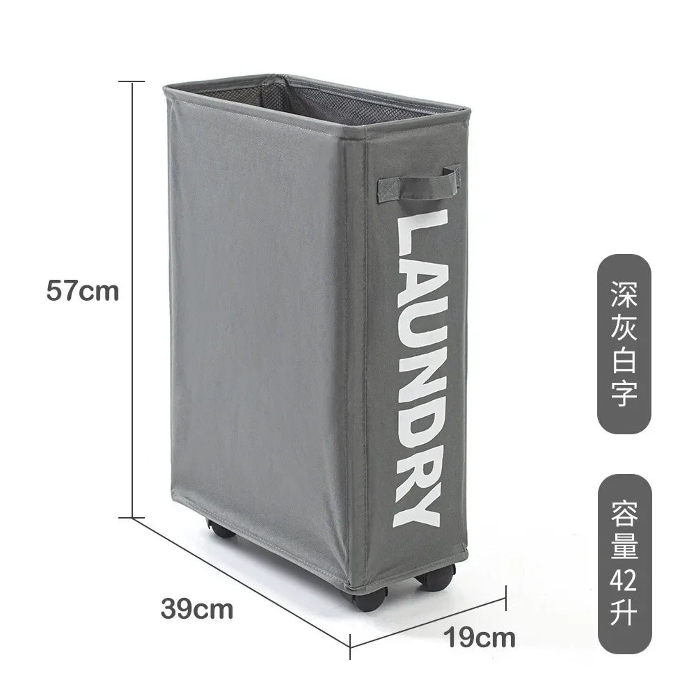 Foldable Laundry Basket with Wheels and Handles, Oxford Fabric Storage Hamper, Modern Home, Toy and Clothing Organizer - product view 1