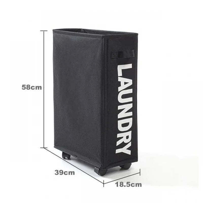 Foldable Laundry Basket with Wheels and Handles, Oxford Fabric Storage Hamper, Modern Home, Toy and Clothing Organizer - product view 3