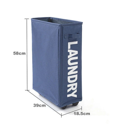 Foldable Laundry Basket with Wheels and Handles, Oxford Fabric Storage Hamper, Modern Home, Toy and Clothing Organizer - product view 4