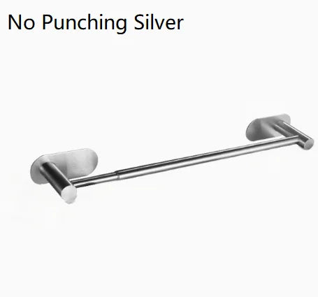 Retractable Stainless Steel Towel Bar, Adjustable 50–60 cm Wall-Mounted Drying Rack with Hook, Drill or Adhesive Options - product view 1