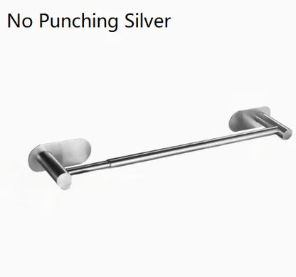 Retractable Stainless Steel Towel Bar, Adjustable 50–60 cm Wall-Mounted Drying Rack with Hook, Drill or Adhesive Options - product view 1
