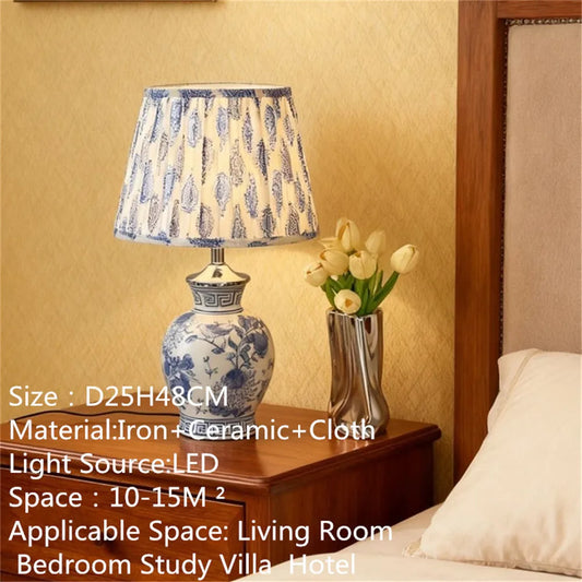 Ceramic Bedside Table Lamp, LED E27 Bulb, Knob Switch, 16–20W Contemporary Light with Multiple Styles and Plug Options - product view 1