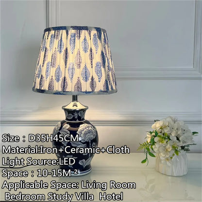 Ceramic Bedside Table Lamp, LED E27 Bulb, Knob Switch, 16–20W Contemporary Light with Multiple Styles and Plug Options - product view 2
