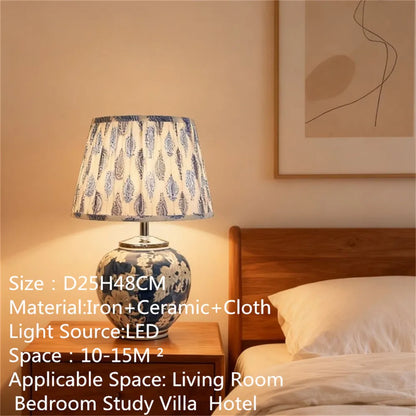 Ceramic Bedside Table Lamp, LED E27 Bulb, Knob Switch, 16–20W Contemporary Light with Multiple Styles and Plug Options - product view 3