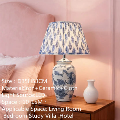 Ceramic Bedside Table Lamp, LED E27 Bulb, Knob Switch, 16–20W Contemporary Light with Multiple Styles and Plug Options - product view 5