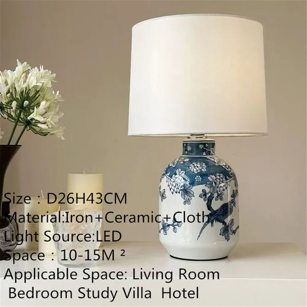 Ceramic Bedside Table Lamp, LED E27 Bulb, Knob Switch, 16–20W Contemporary Light with Multiple Styles and Plug Options - product view 6