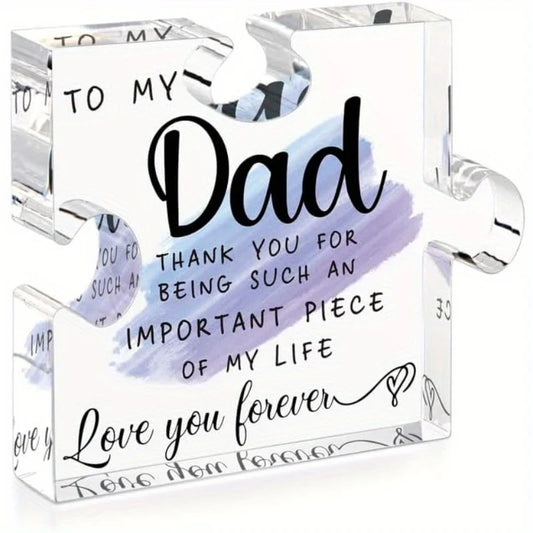 Dad Acrylic Block Puzzle, Clear Plastic Father’s Day and Birthday Gift for Dads from Daughter or Son - product view 1