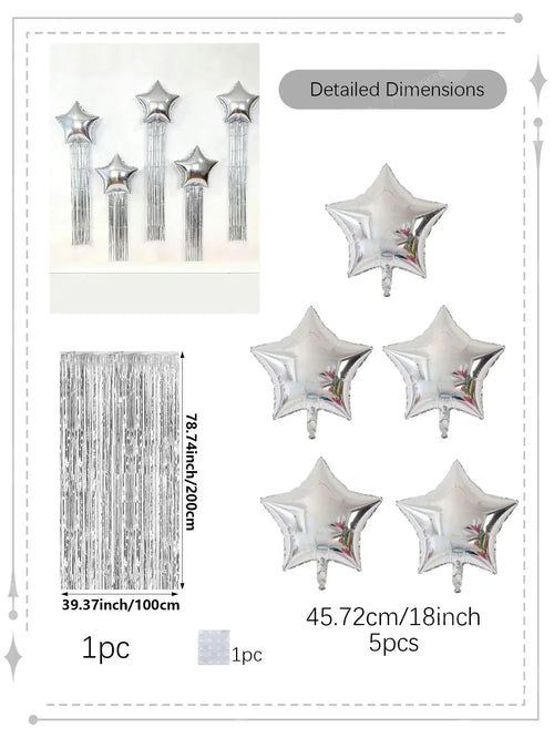 Five-Point Star Balloon and Tassel Curtain Set, Multiple Styles for Birthday Parties, Weddings and Celebrations - product view 1