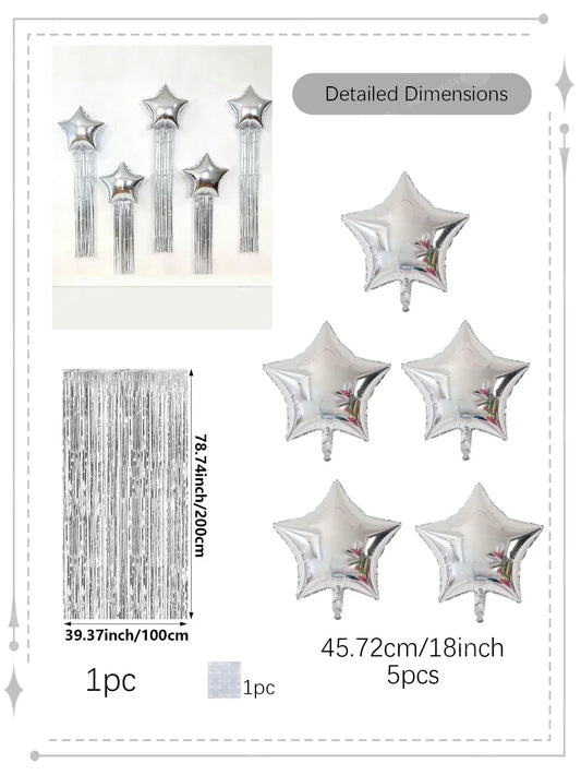 Five-Point Star Balloon and Tassel Curtain Set, Multiple Styles for Birthday Parties, Weddings and Celebrations - product view 1