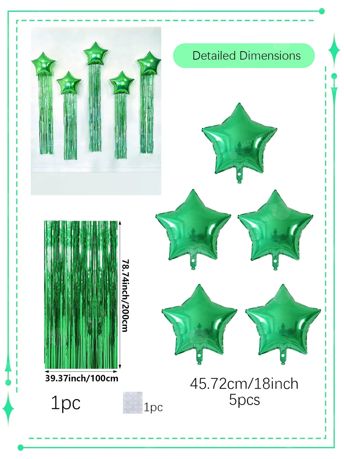 Five-Point Star Balloon and Tassel Curtain Set, Multiple Styles for Birthday Parties, Weddings and Celebrations - product view 2
