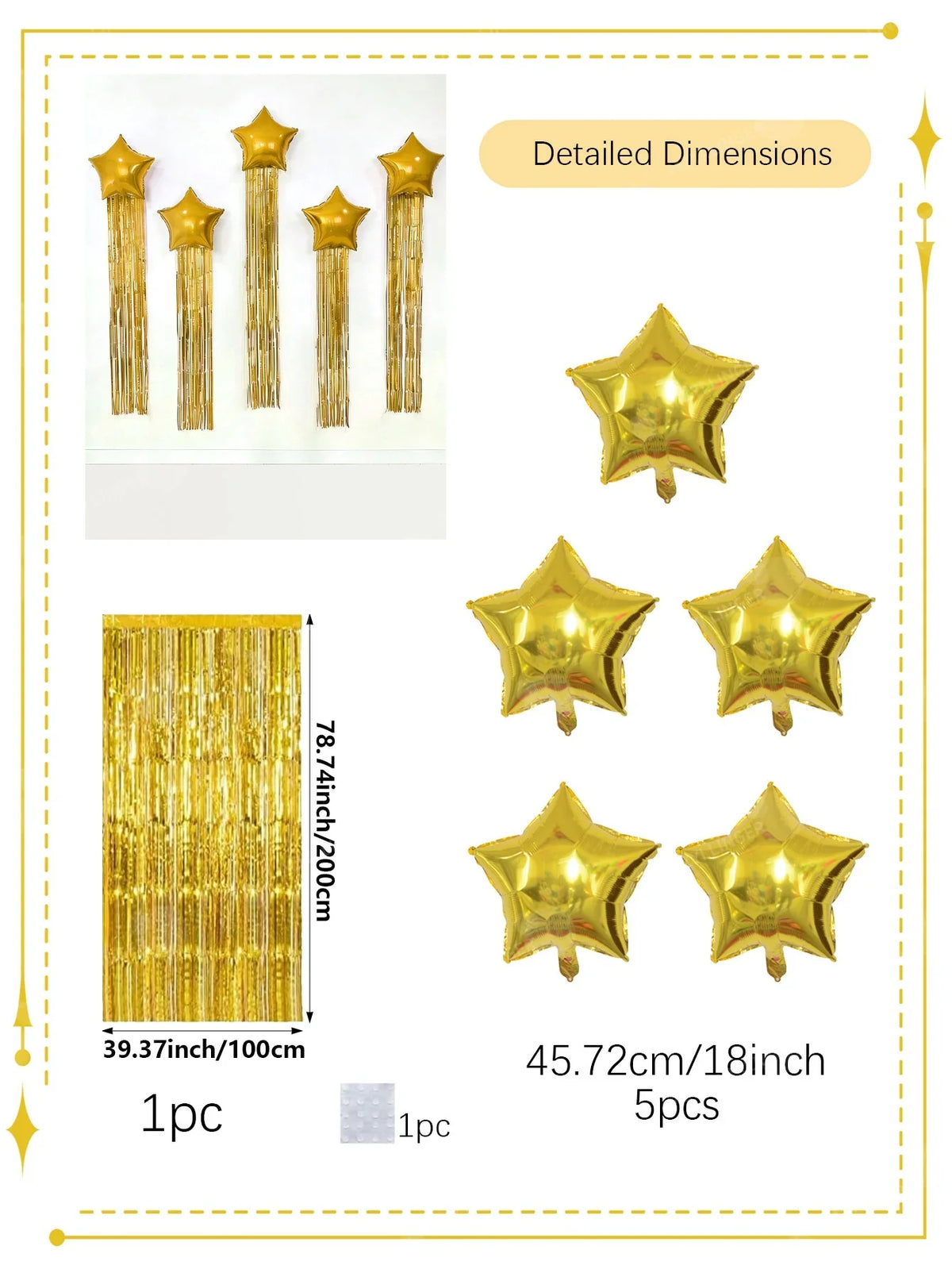 Five-Point Star Balloon and Tassel Curtain Set, Multiple Styles for Birthday Parties, Weddings and Celebrations - product view 3