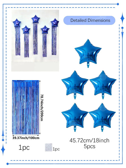 Five-Point Star Balloon and Tassel Curtain Set, Multiple Styles for Birthday Parties, Weddings and Celebrations - product view 5