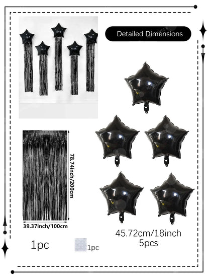 Five-Point Star Balloon and Tassel Curtain Set, Multiple Styles for Birthday Parties, Weddings and Celebrations - product view 6