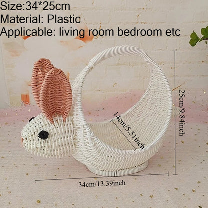 Handheld Rabbit Fruit Basket, Plastic Storage Decor with Multiple Uses, 25 cm or 26 cm Height for Easter Gift Giving - product view 1