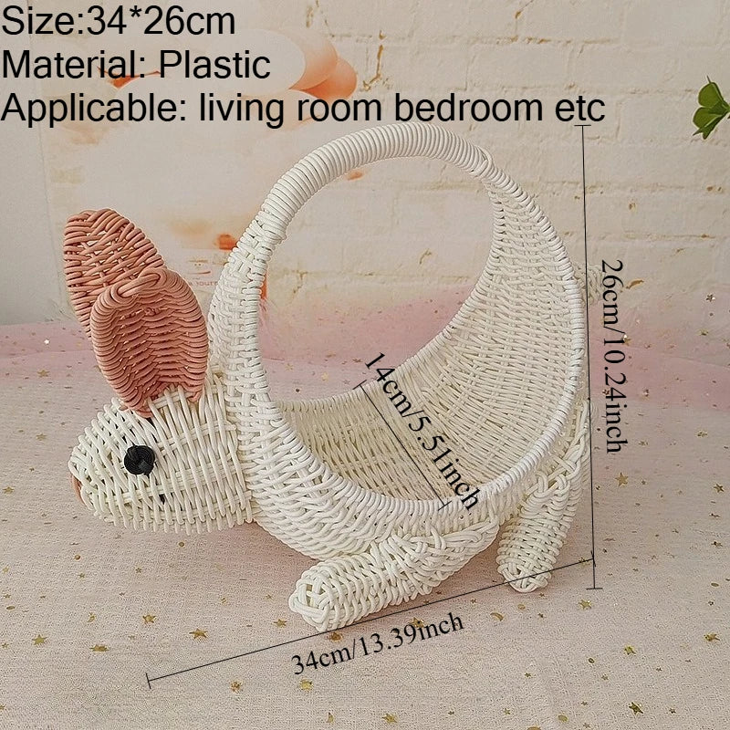 Handheld Rabbit Fruit Basket, Plastic Storage Decor with Multiple Uses, 25 cm or 26 cm Height for Easter Gift Giving - product view 2