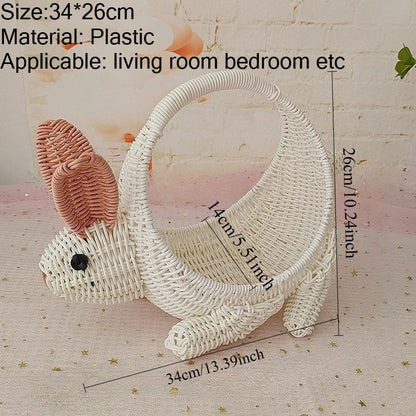 Handheld Rabbit Fruit Basket, Plastic Storage Decor with Multiple Uses, 25 cm or 26 cm Height for Easter Gift Giving - product view 2