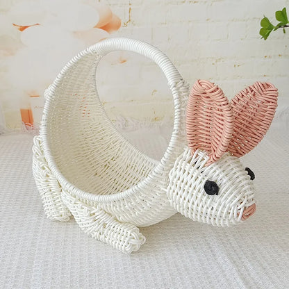 Handheld Rabbit Fruit Basket, Plastic Storage Decor with Multiple Uses, 25 cm or 26 cm Height for Easter Gift Giving - product view 5