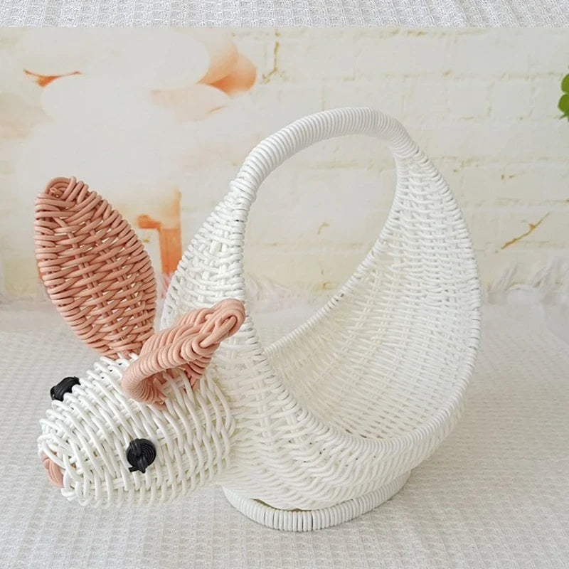 Handheld Rabbit Fruit Basket, Plastic Storage Decor with Multiple Uses, 25 cm or 26 cm Height for Easter Gift Giving - product view 6