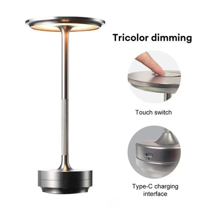 Rechargeable Table Lamp, Touch Control, Dimmable LED, Warm Neutral or White Light, 2-Piece Silver Set for Bedroom and Dining Room - product view 4