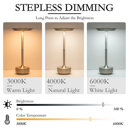 Rechargeable Table Lamp, Touch Control, Dimmable LED, Warm Neutral or White Light, 2-Piece Silver Set for Bedroom and Dining Room - product view 6