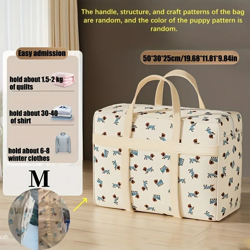 Foldable Luggage Organizer Bag, Large-Capacity Space-Saving Polyester Travel Storage with Cute Puppy Pattern, XL or XXL - product view 6