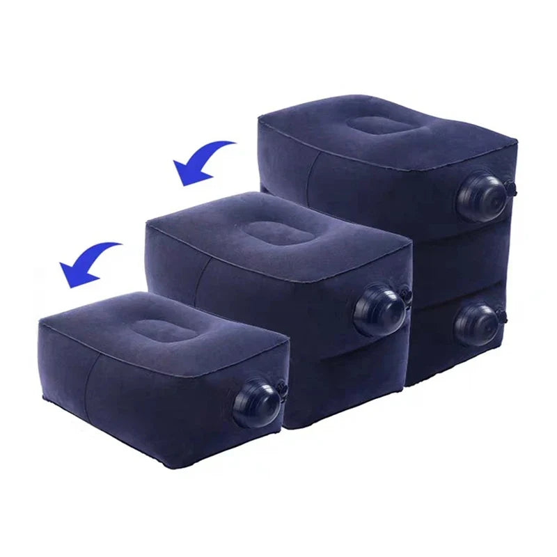 Inflatable Travel Footrest, Foldable Rectangle Foot Pad, Portable Leather Leg Support for Flights, Office and Home, Grey or Navy - product view 4