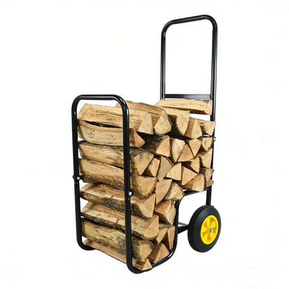 Rolling Firewood Rack Cart with 2 Wear-Resistant Wheels, Spacious Storage Box and Push Design for Outdoor Use - product view 2