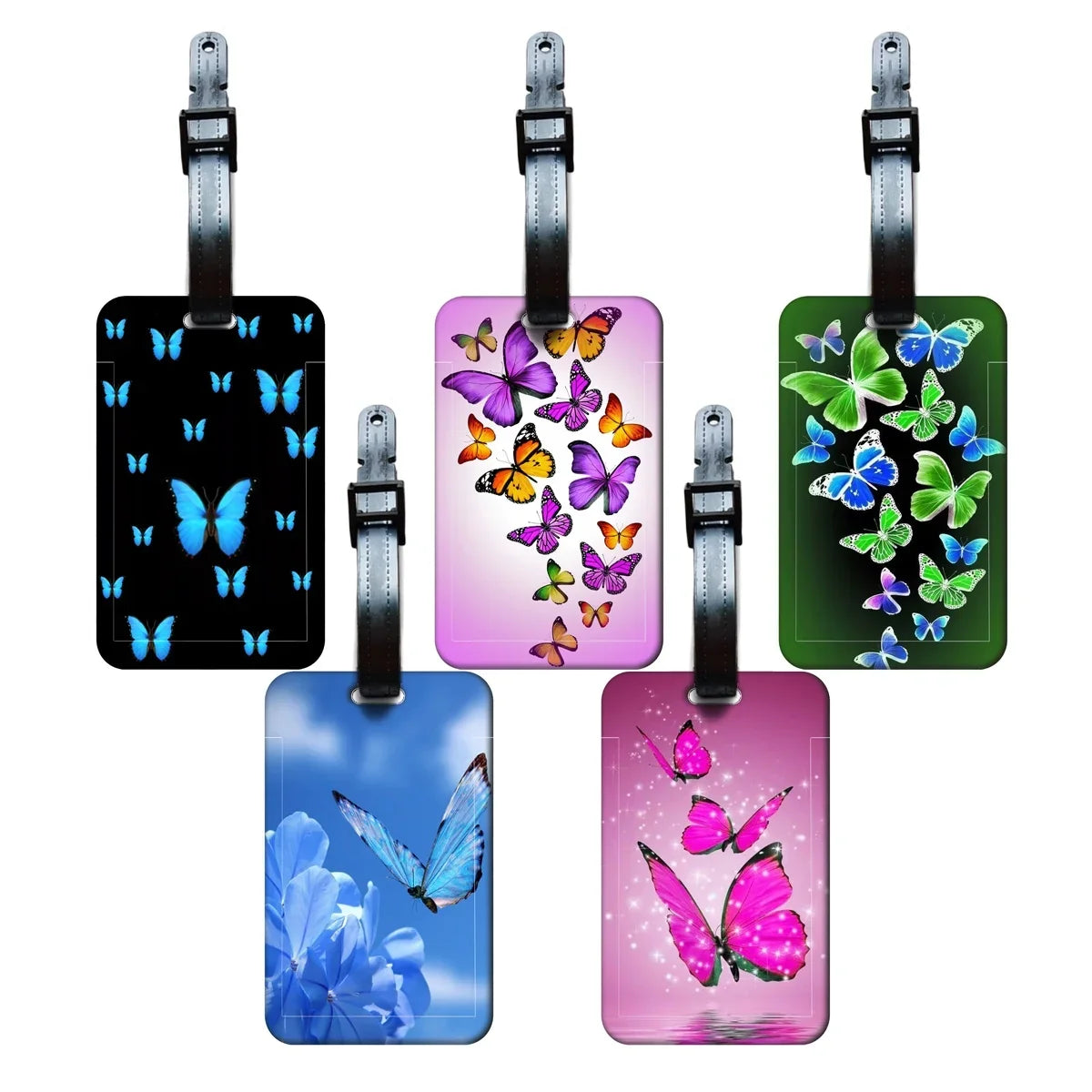 Butterfly Luggage Tag, Medium Travel ID Label with Adjustable Strap, Animal Print Designs for Suitcases, Backpacks and Travel Bags - product view 6