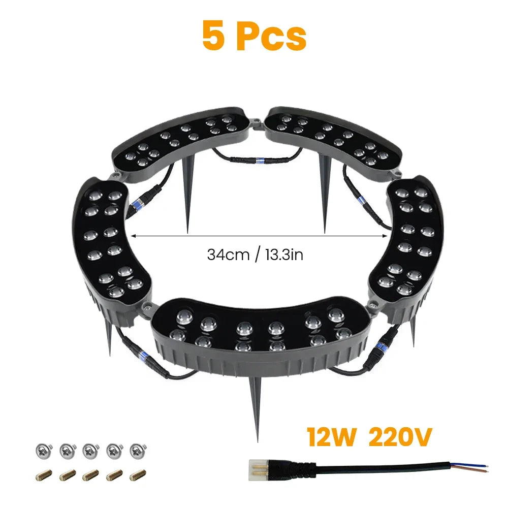 220V LED Tree Ring Landscape Light, Aluminum, IP65 Water Resistant, 3000K Warm White, 12W, Adjustable 30° Beam - product view 3