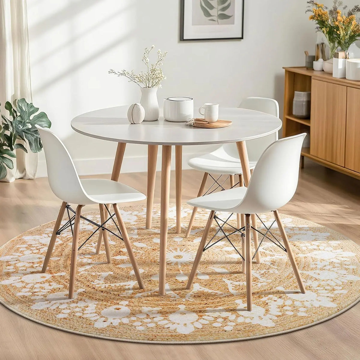 Round Printed Mandala Rug, Anti-Slip Flannel and Sponge Floor Mat with PVC Backing, 60–180 cm Diameter Options - product view 3