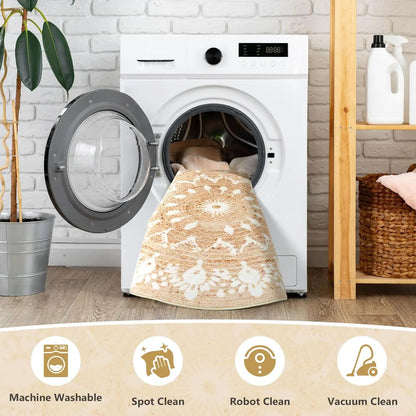 Round Printed Mandala Rug, Anti-Slip Flannel and Sponge Floor Mat with PVC Backing, 60–180 cm Diameter Options - product view 5
