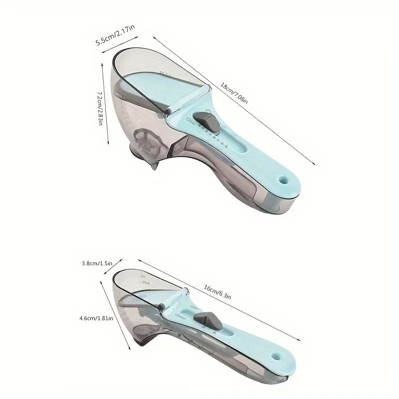 Adjustable Measuring Cups and Spoons, 2-Piece Plastic Set with Magnetic Design for Dry and Liquid Ingredients - product view 3