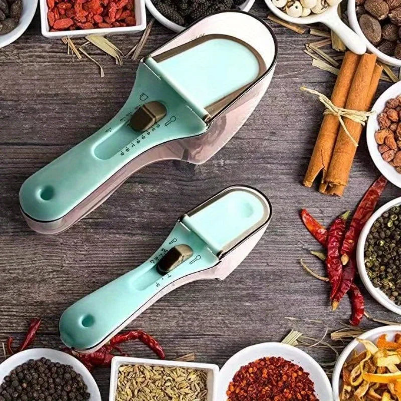 Adjustable Measuring Cups and Spoons, 2-Piece Plastic Set with Magnetic Design for Dry and Liquid Ingredients - product view 5