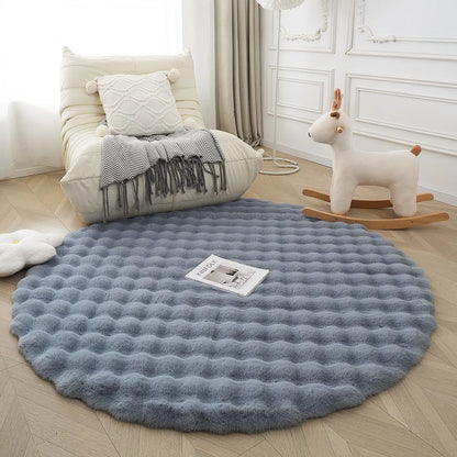 Round Plush Kids Rug, Soft 100% Polyester Faux Rabbit Fur Mat with Suede Backing in 60–180cm Sizes - product view 1
