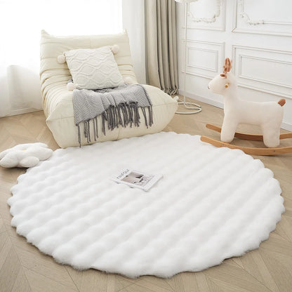 Round Plush Kids Rug, Soft 100% Polyester Faux Rabbit Fur Mat with Suede Backing in 60–180cm Sizes - product view 3