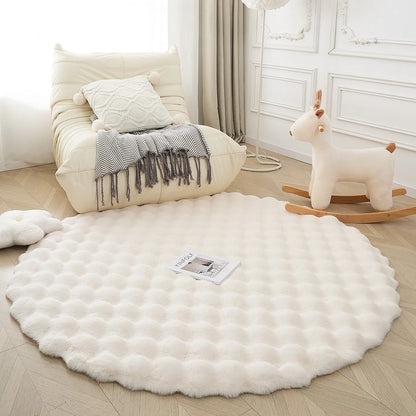Round Plush Kids Rug, Soft 100% Polyester Faux Rabbit Fur Mat with Suede Backing in 60–180cm Sizes - product view 4