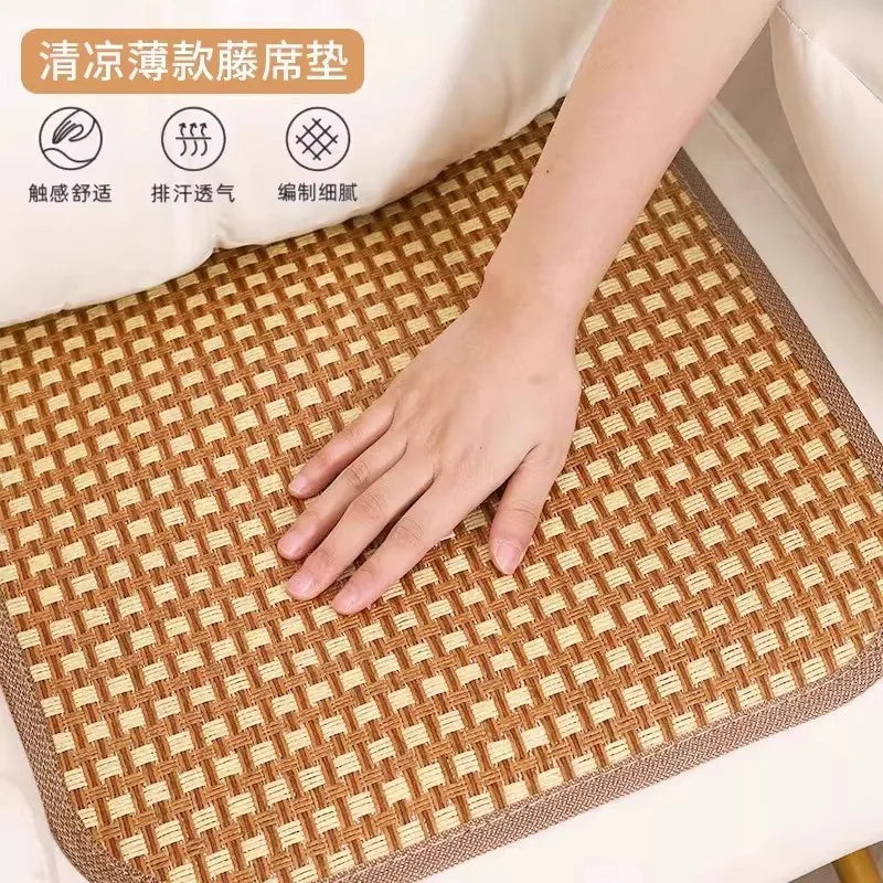 Bamboo Seat Cushion, Breathable Summer Cooling Mat for Office Chairs and Car Seats, Yellow Cushion for Spring and Summer - product view 2