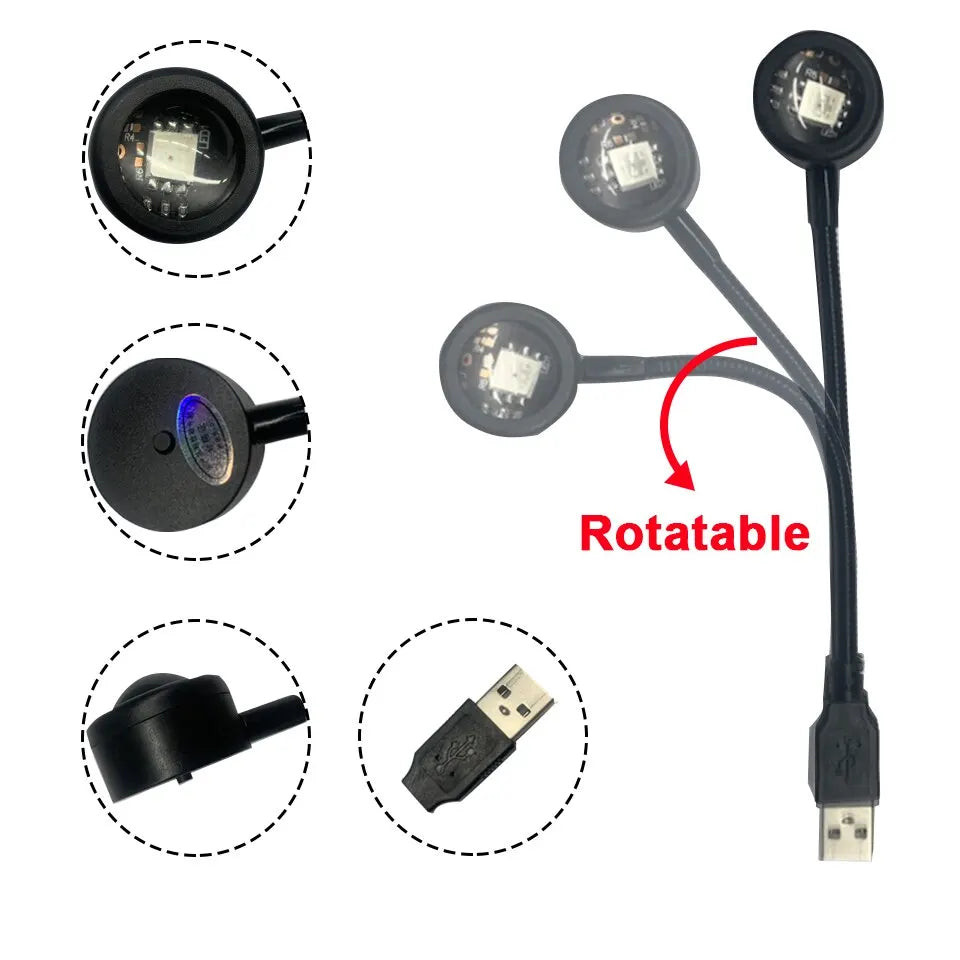 USB Sunset Projection Lamp, RGB Atmosphere Night Light with 7 Static and 14 Dynamic Colors, 360° Adjustable Head - product view 6