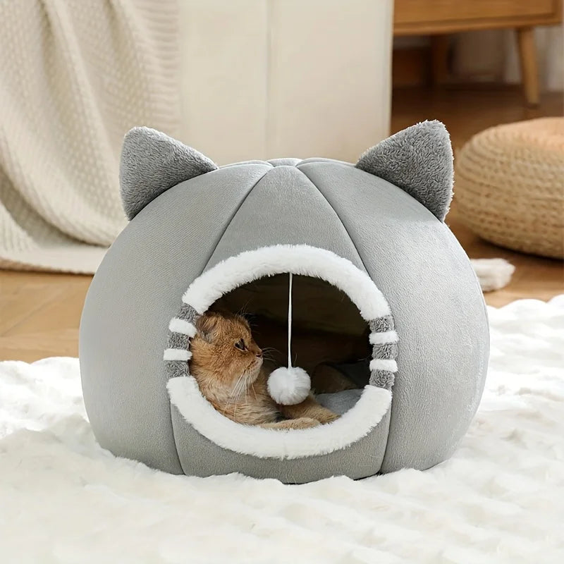 Cat Bed Cave, Breathable Plush Sleeping Nest with Soft Mat, Non-Slip Bottom, Three Sizes for Cats and Kittens - product view 5