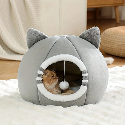 Cat Bed Cave, Breathable Plush Sleeping Nest with Soft Mat, Non-Slip Bottom, Three Sizes for Cats and Kittens - product view 5