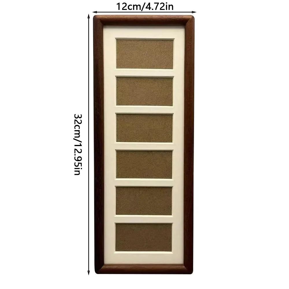 Five-Opening Collage Picture Frame, Wood-Style Multi-Photo Wall Display, 32 x 12 cm, Horizontal or Vertical Decor - product view 2