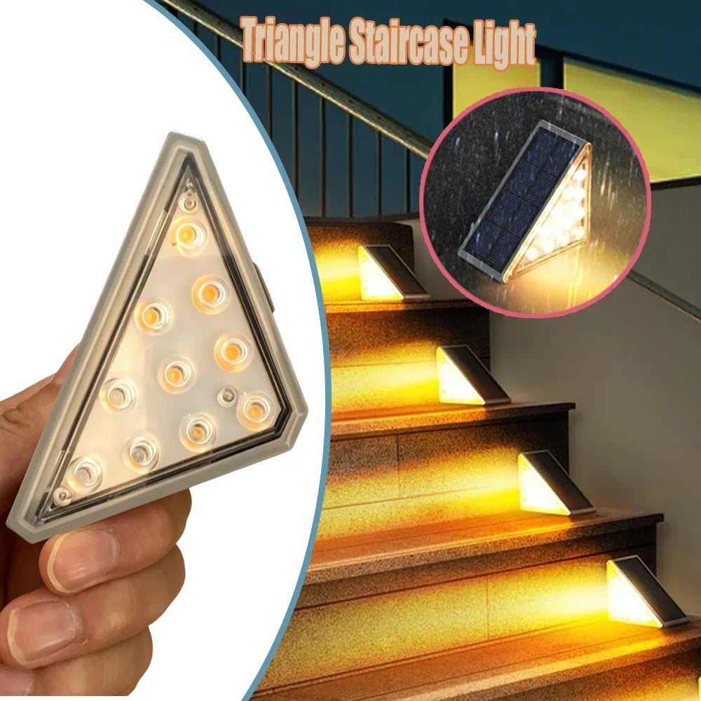 Solar Step Lights, IP67 Waterproof Outdoor Stair and Deck Lighting, 10-LED Warm White Landscape Lights for Patio and Garden - product view 3